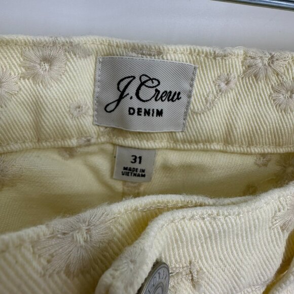 J Crew Eyelet Billie Demi Boot Crop Jeans 31 Floral High Rise Womens Cream AL874 - Picture 13 of 14